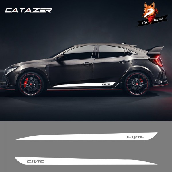 Car Stickers Car Accessories Racing Sport Car Side Stripes Side Skirts Graphics for Honda Civic